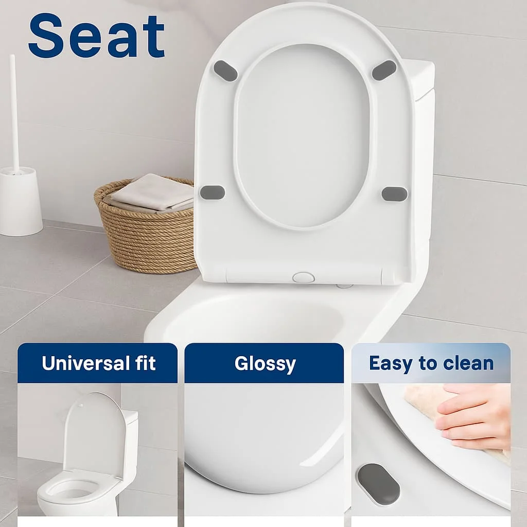 

Легкоочищаемая крышка для унитаза, гладкая пластиковая сменная крышка, быстрая установка для стандартных домашних унитазов