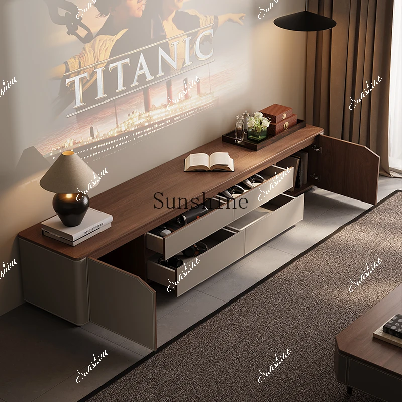 

Retro solid wood TV cabinet high living room household small apartment minimalist FT