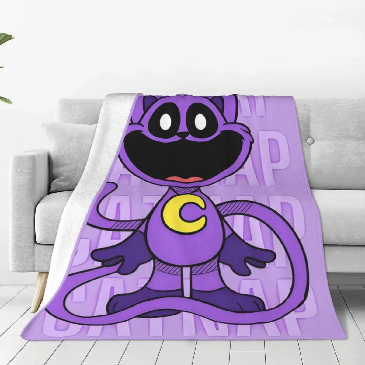 

Catnap Smiling Critters Blanket Cover Fleece Ultra-Soft Throw Blanket for Car Sofa Couch Bedspread