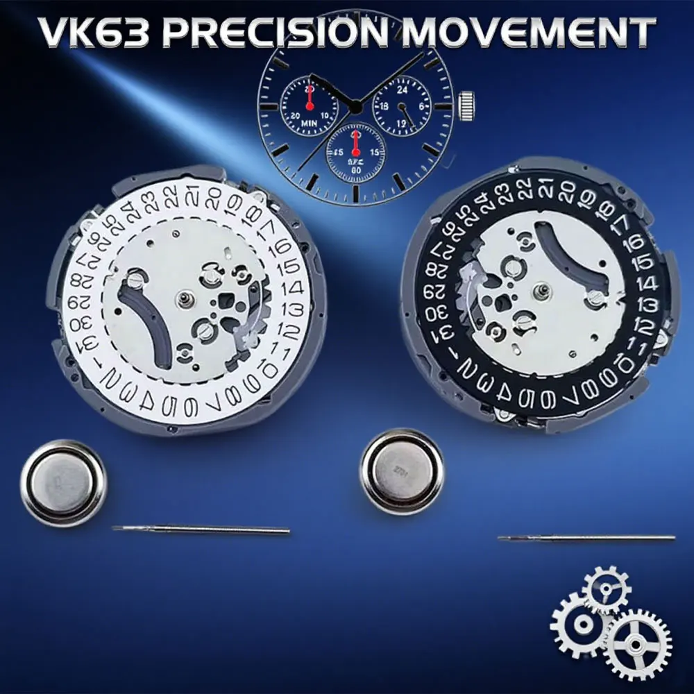 

Watch accessories VK63 VK63A Accuracy Quartz Movement Chronograph Three Hands With Date Small Chronograph 24Hour Multifunctional