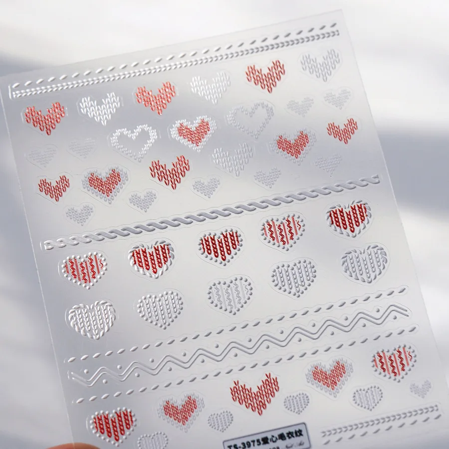 5D Cute Rabbit Love Heart Peach Blossom Flower Yellow Nail Art Stickers Bowknot DIY Self Adhesive Rhinestone Manicure Decals