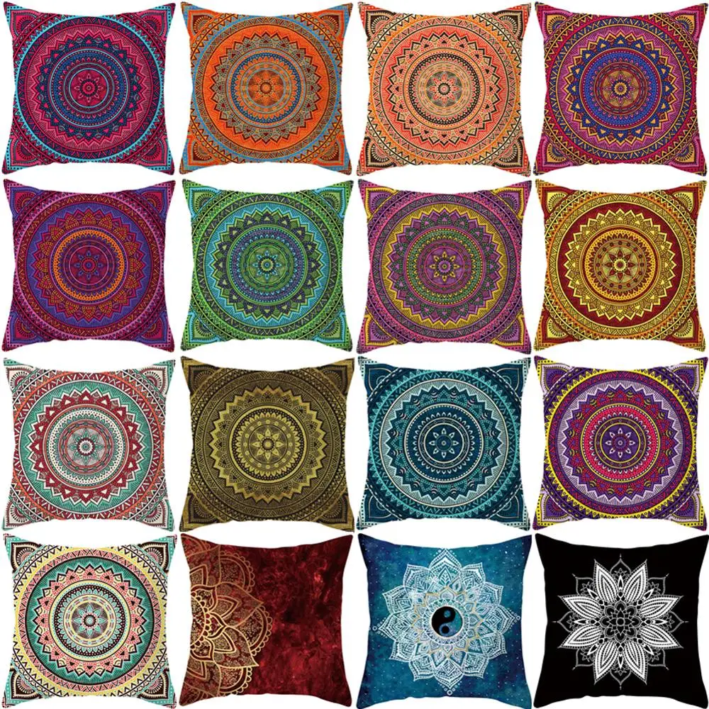 Mandala Print Square Pillowcase Home Decor Car Sofa Cushion Cover