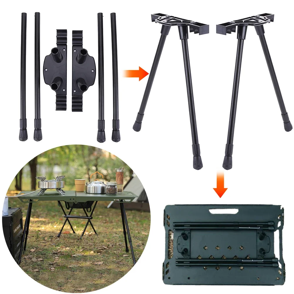 Folding Workbench Legs Metal Foldable Camping Table Legs Adjustable Height Coffee Table Legs Outdoor Travel Camping Equipment