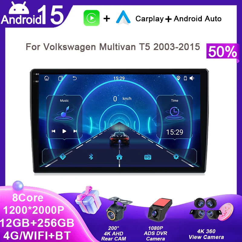 

Video Player Android Auto Car Radio For Volkswagen Multivan T5 2003-2015 GPS Navigation Multimedia Stere Carplay No 2