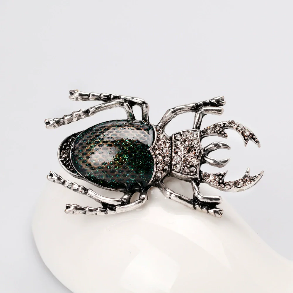 Vintage rhinestone beetle brooch fashion animal insects seven stars ladybird pin men women clothing accessories jewellery gift