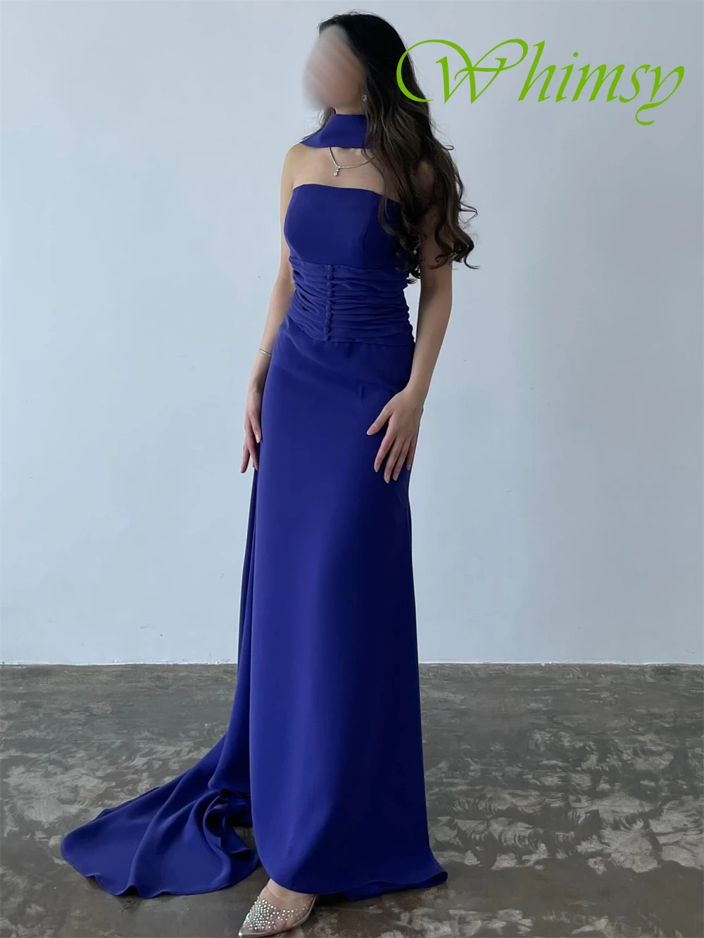 Элегантное вечернее платье из джерси по индивидуальному заказу. Нежные платья для выпускного вечера без бретелек. Вечерние платья без рукавов со шлейфом для особых случаев.