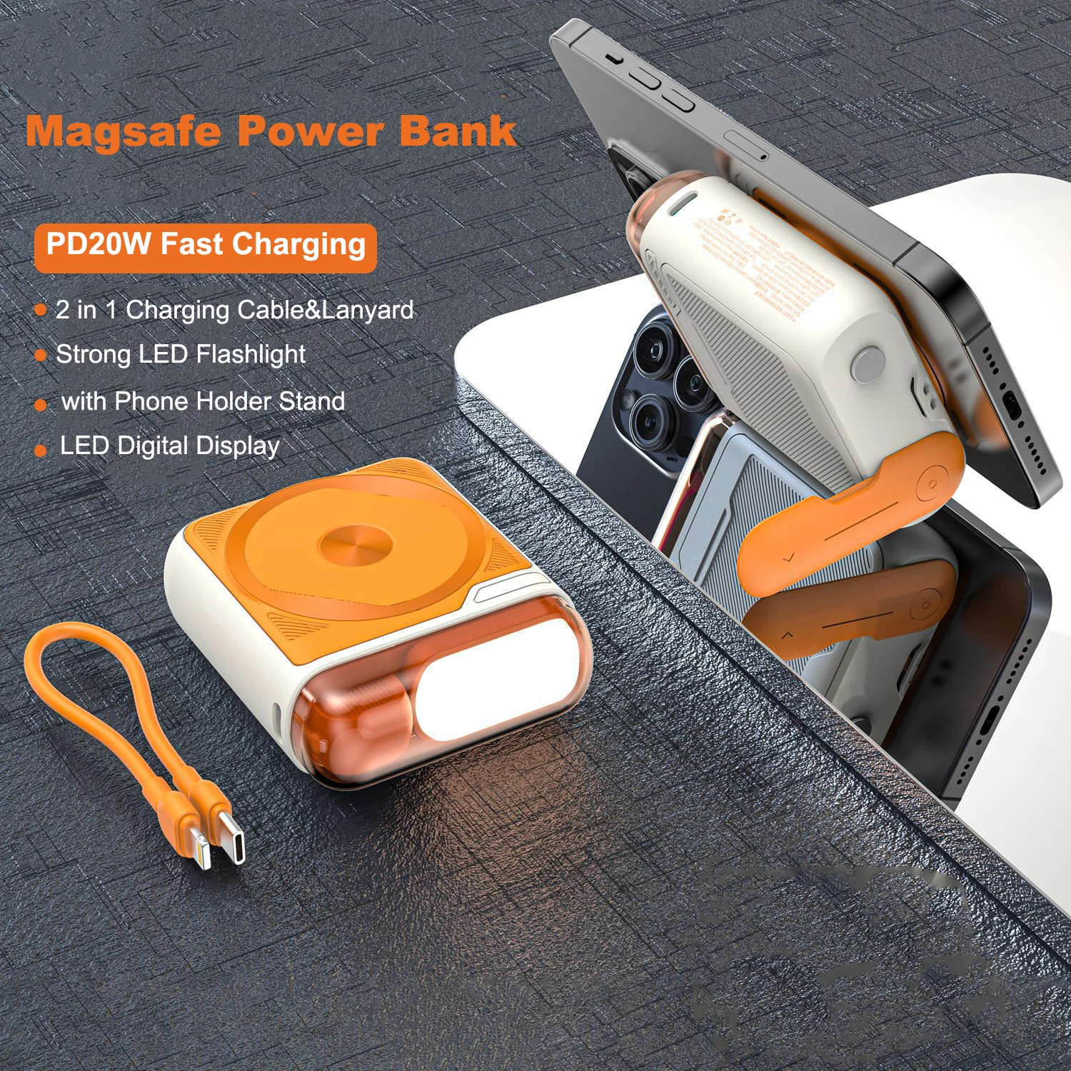 

10000mAh Magnetic Wireless Charger Power Bank With USB C Cable Stand PD 20W Fast Charging For iPhone 16 Samsung Portable Charger