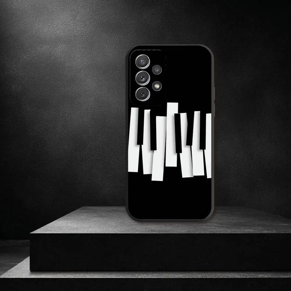 Klavier-Klassikmusik-Handyhülle für Samsung S 25,24,23,22,30,21,10,9,Ultra,Plus,Lite,FE,4,5G, schwarze weiche Hülle
