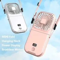 Fan Mini Digital Display Hanging Neck Fan Portable USB Rechargeable 4 Speed Mute Personal Fan Waist Clip Fan Summer Air Cooler