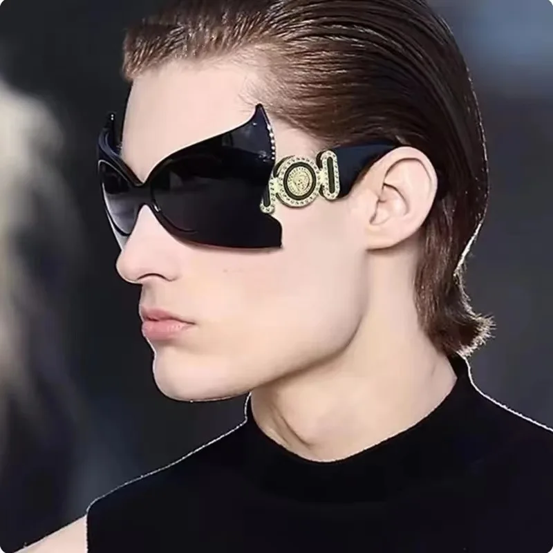 

New Oversized Y2K Punk Sunglasses Women Men Brand Designer Hip Hop Sport One Piece Sun Glasses Shades Goggles vintage