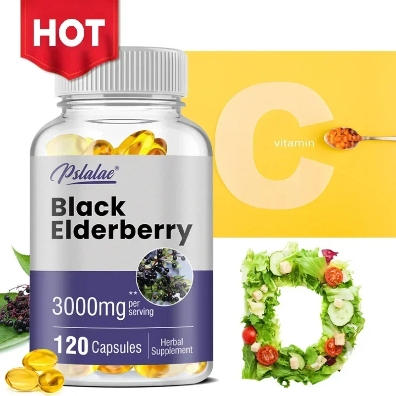 

Black Elderberry 3000mg - Supports A Healthy Immune System, Antioxidant Levels and Improved Nutrient Absorption Supplement