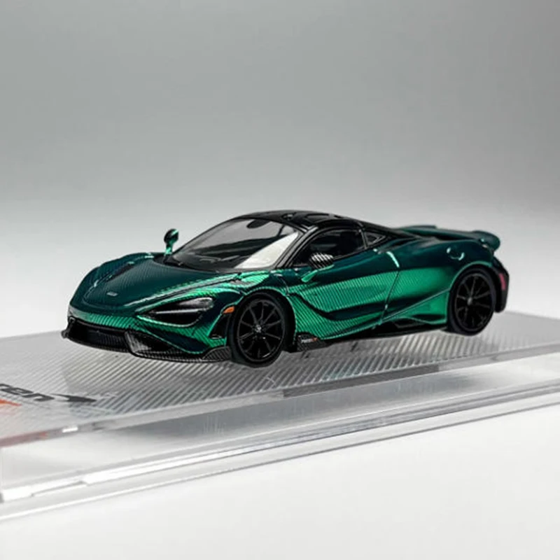 CM 1:64 Scale 765LT Electroplated Full Carbon Green Alloy Simulation Car Model Collection Display Ornament Toy Gift