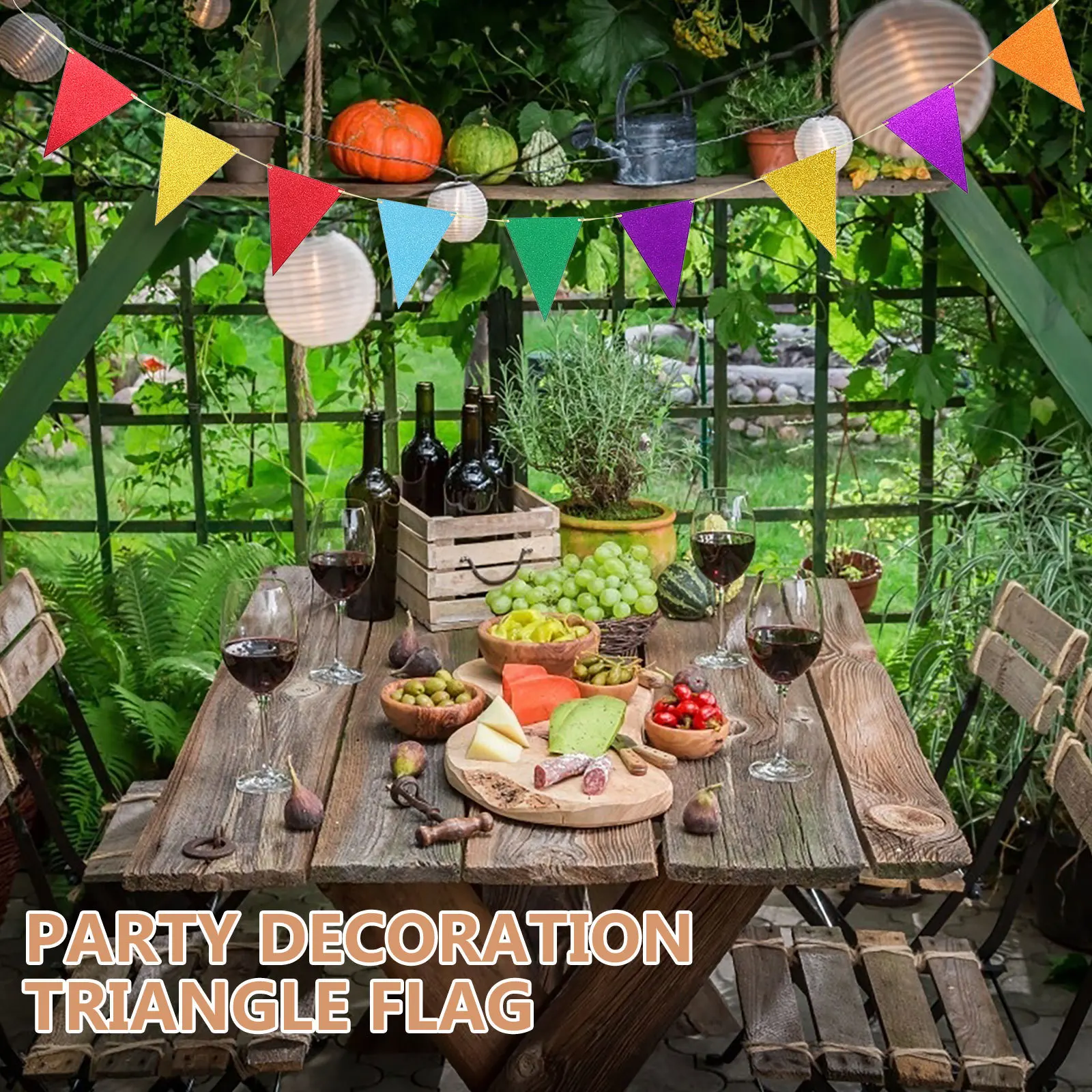 

2Sets Colorful Rainbow Glitter Triangle Banner Paper Pennant Birthday Baby Shower Nursery Classroom Party Decoration