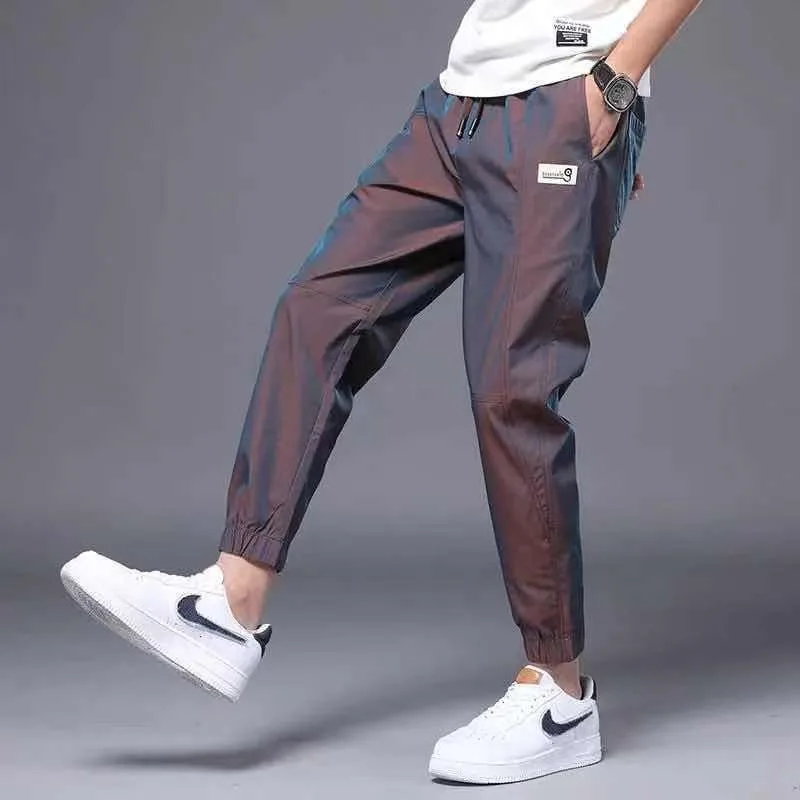 Men's Clothing Business Casual Loose Spring Summer Quick Dry Reflective Gradient Solid Color Pants Comfortable Breathable