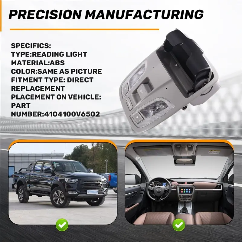 4104100V6502 Car Interior Reading Light For JAC T6 T8 Roof Dome Light Sunroof Reading Lamp