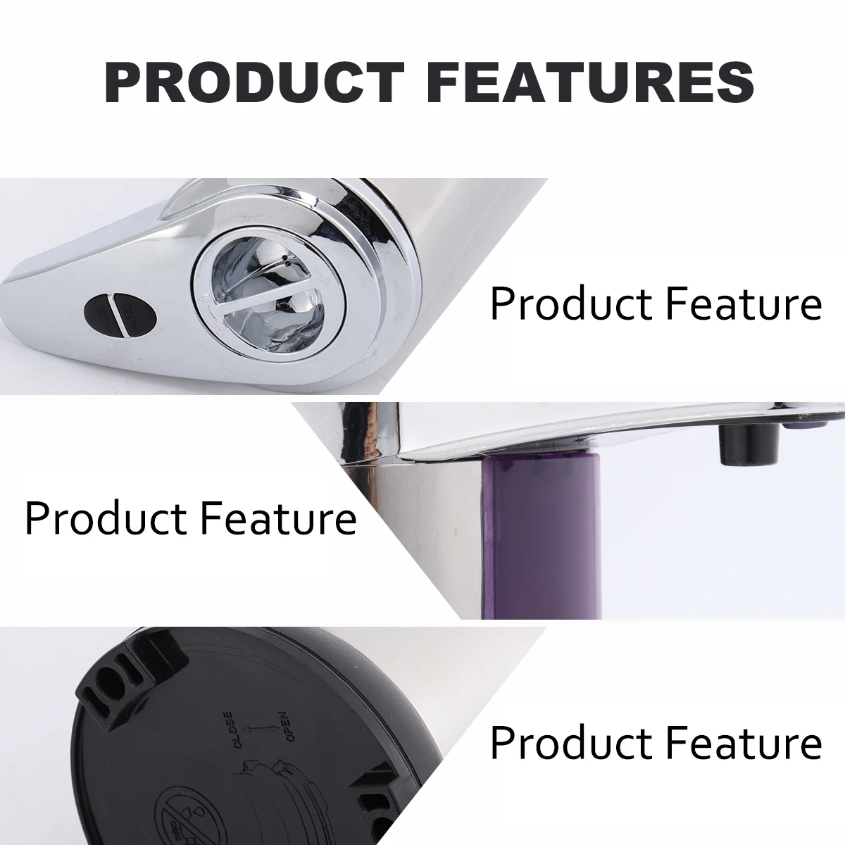 

Touchless Soap Dispenser Stainless Steel Bathroom Kitchen Automatic Hand 3 Levels Non Drip No Waste Waterproof Base Smart Motion