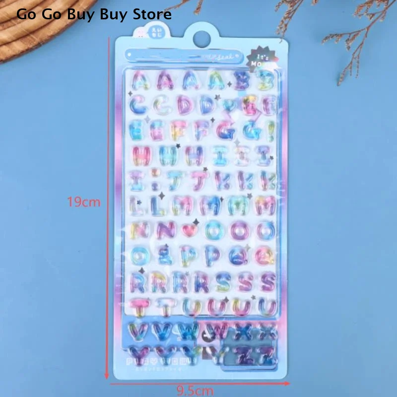 Colorful 3D Cartoon Alphabet Relief Sticker self-adhesive DIY Journal Planner Photo Decoration Student Reward Sticker Stationery