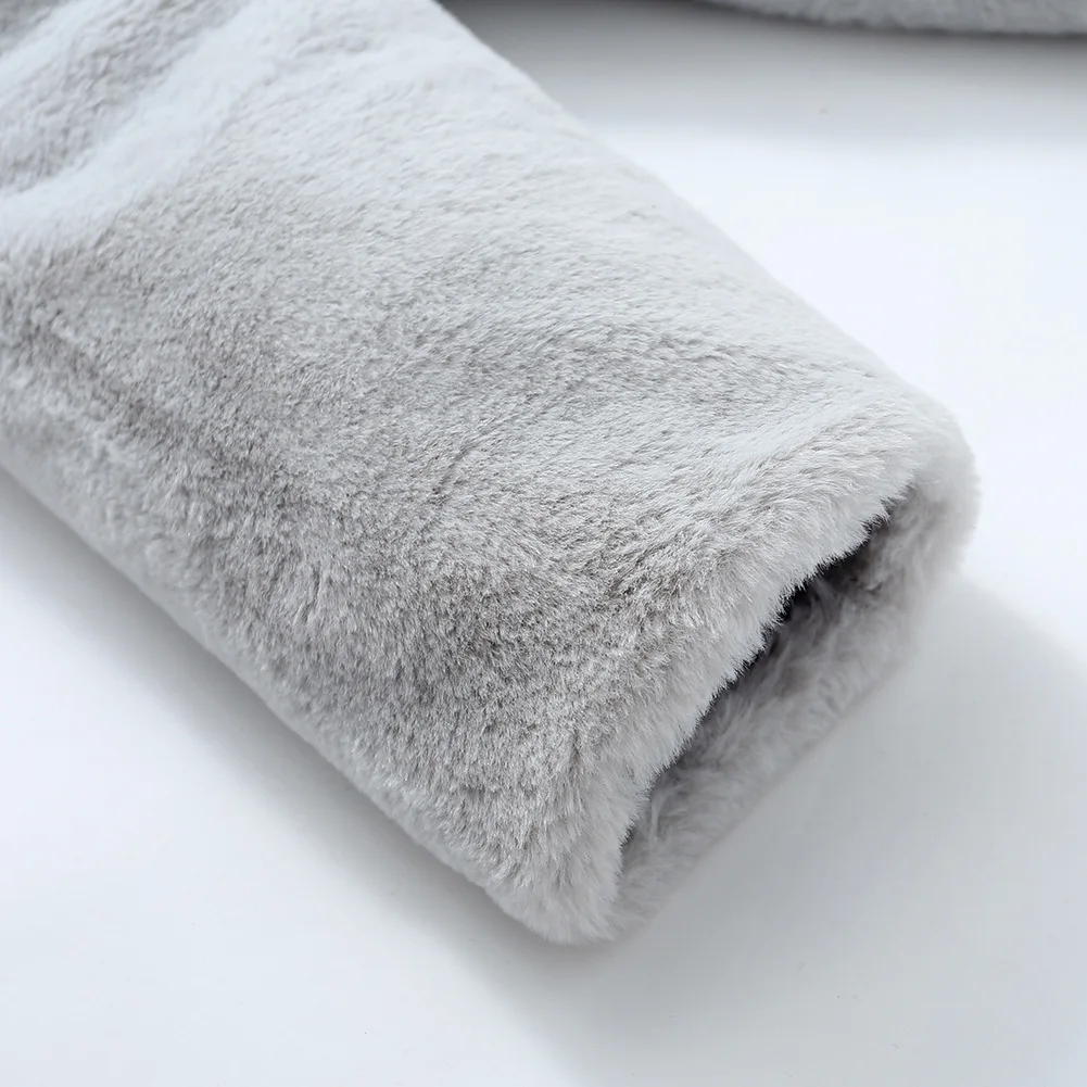 2021 Japan, Korea, autumn and winter imitation fur rabbit fur coat coat collarless knee casual fashion warm plush trench coat