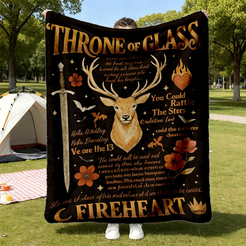 Throne Of Glass Flannel Blanket, Fantasy Reader Flannel Throw, Aelin Galathynius The Thirteen Inspired