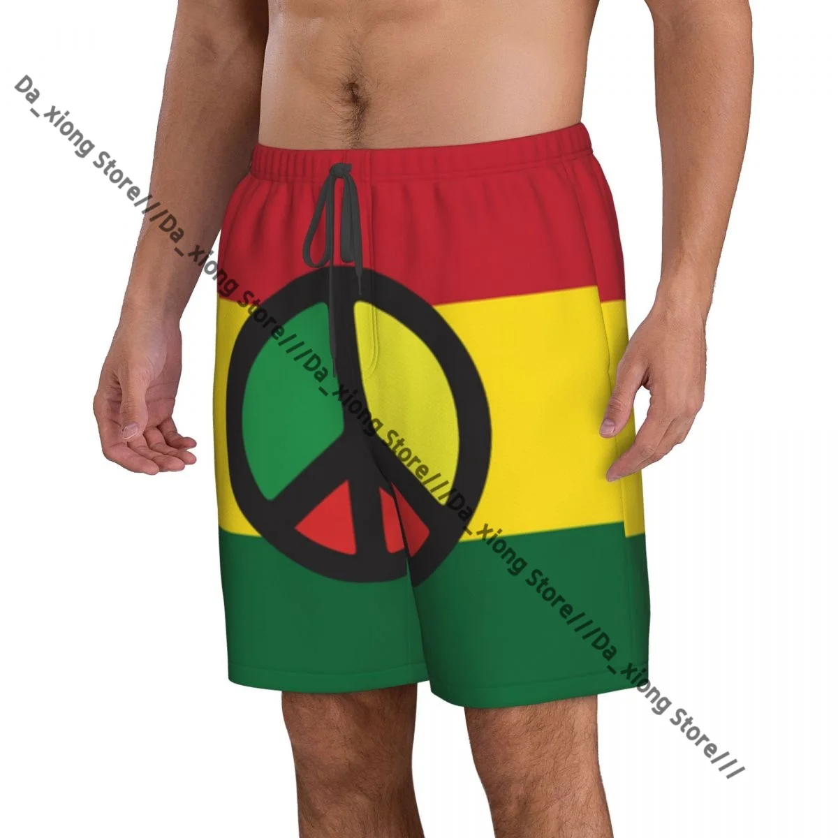 Men Beach Short Quick-drying Swimming Trunk Jamaican Reggae Culture Peace Caribbean Country Flag Swimsuit Bathing Shorts