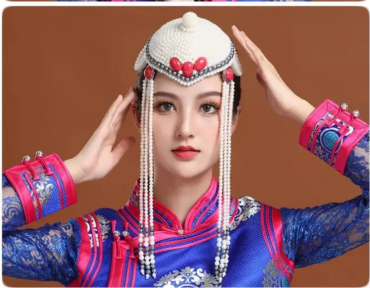 

Mongolian Bride's Forehead Decoration, Mongolian Element Hat, Ethnic Style Headpiece