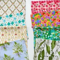 wide110cm Elegant Hydrangea dandelion lotus Floral Cotton Fabric Sewing flower Material DIY Clothes, skirts, bed curtains