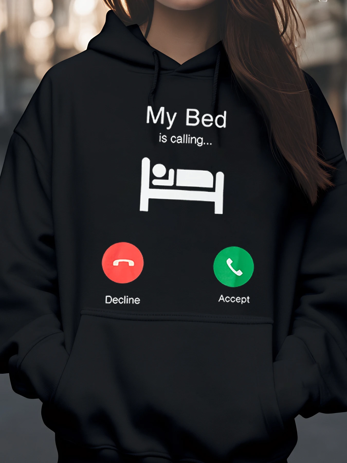 هوديي بتصميم الهاتف من My Bed Is Calling لعشاق النوم المريح أثناء الليل، ملابس كاجوال للنساء والرجال للجنسين