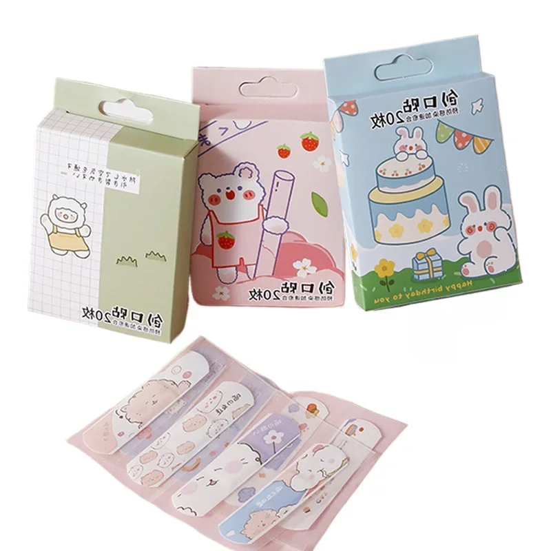 20pcs/box Cartoon Kawaii Band Aid Breathable Wound Dressing Patch Sticking Plaster Waterproof Adhesive Bandages Woundplast