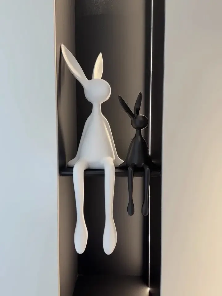 Creative cartoon long ears sitting rabbit ornament modern model house cartoon porch TV cabinet home decoration