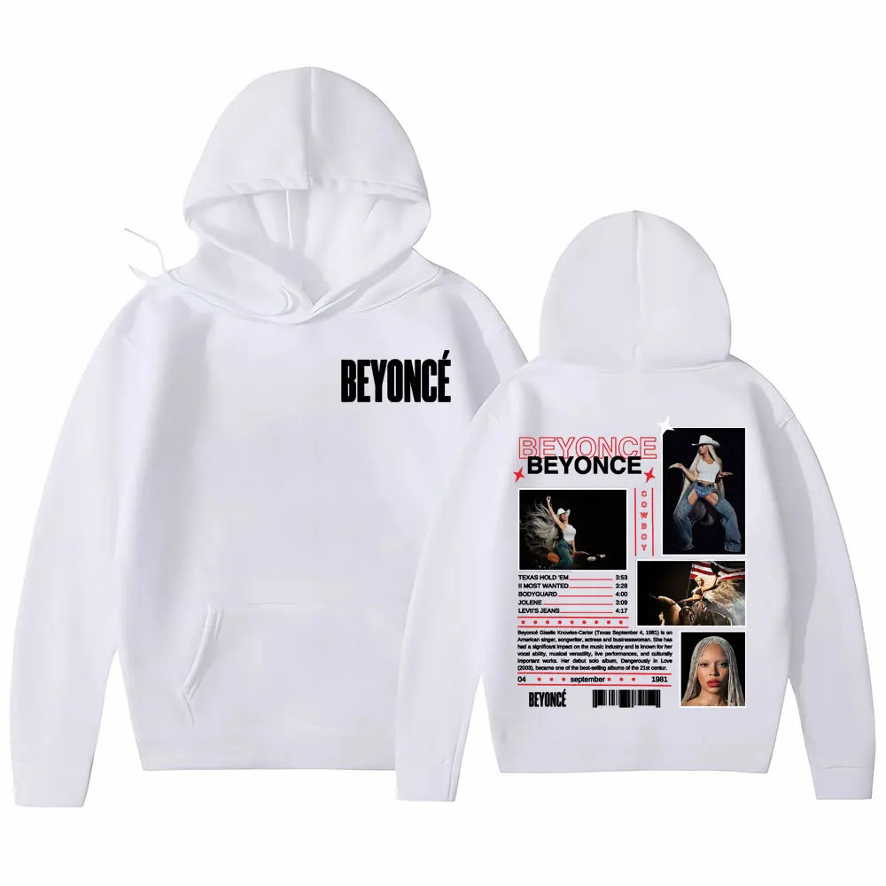Beyonce Cowboy Carter Album 2025 Tour Cover Jersey hombres mujeres moda tendencia calle sudadera Casual suelta alta calidad sudaderas con capucha