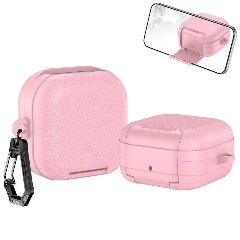 Suitable ForGalaxyBuds4/4pro Headphone Protective Case With Lychee Patterned Leather Buckle Bracket Shell