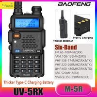 Baofeng UV-5RX Walkie Talkie M-5R Radio 3800mAh Thicker TypeC Charging FM AM Six-band 128 Memory Channels UV-5R Upgraded Version