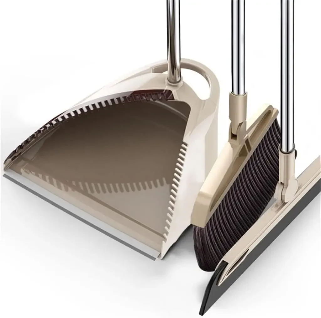 Broom Dustpan Set Practical Long Handle Wiper No-Slip Sweeps Scoop Soft Floor Household Cleaning Tools