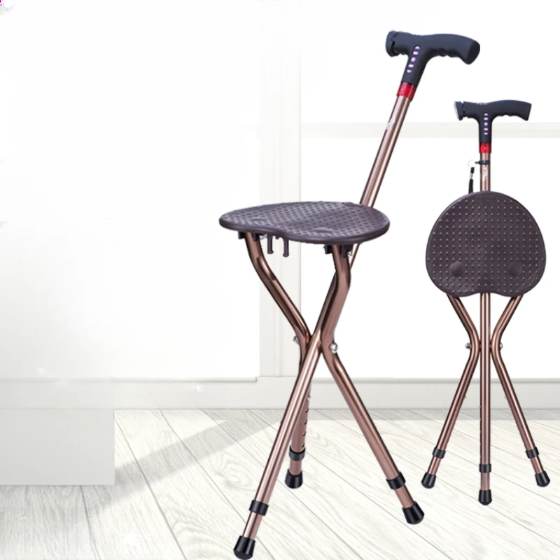 The elderly, crutches, chairs, dual-purpose non-slip stools, light and sitting, multi-functional, intelligent alarm, folding