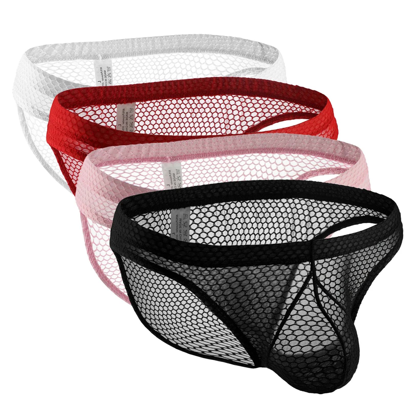 Men\'s Sexy Underwear Boxer Briefs Mesh Breathable Hollow Out Solid Sex Erotic Underpants Sexy Lingerie For Men трусики для секса