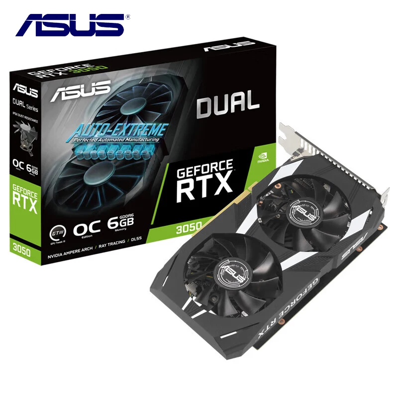 بطاقة رسومات الألعاب ASUS RTX3050 O6G EVO RTX3050 6G 96bit GDDR6 8Pin 14 Gbps PCI 4.0 سطح المكتب مكان الفيديو