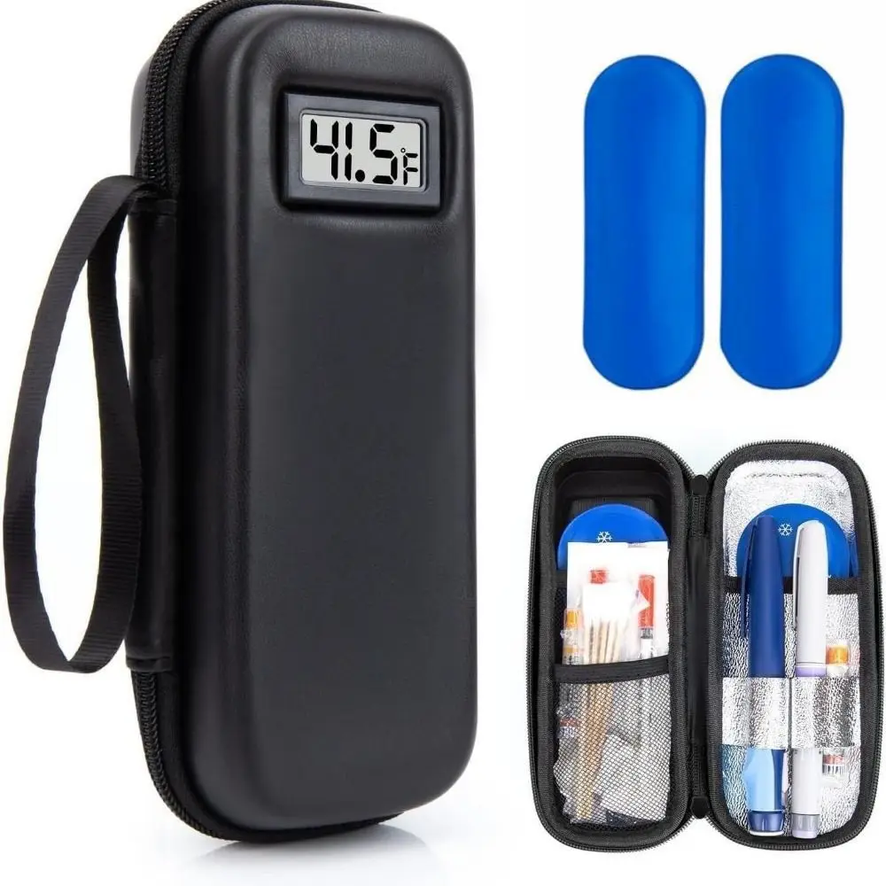with Thermometer Display Insulin Cooler Travel Case Waterproof Thermal Insulated Refrigerated Medicine Organizer Bag