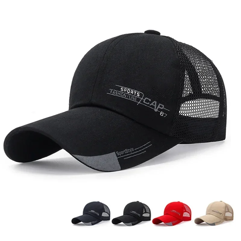 Summer Sports Cap Mens Hat for Fish Outdoor Fashion Line Baseball Cap Long Visor Brim Shade Snapback Sun Hat Bone Gorras New