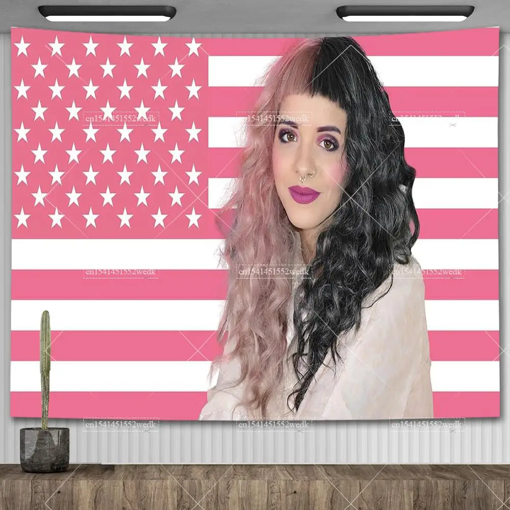 Melanie Martinez American USA Flag Cry Baby Crybabies Meme Wall Tapestry Aesthetic Room Decoration USA Flags Party Backdrops