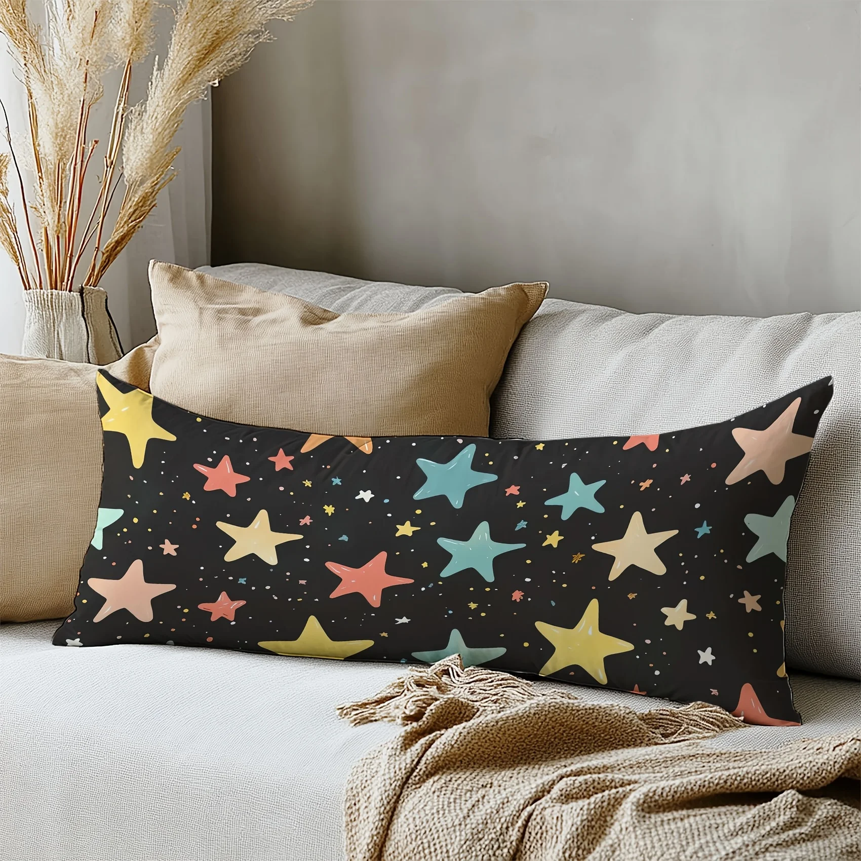 One 20 X 54-inch Pillowcase with a Colorful Pattern, a Soft and Comfortable Home Decor Item, Suitable for Bedroom Beds and Throw