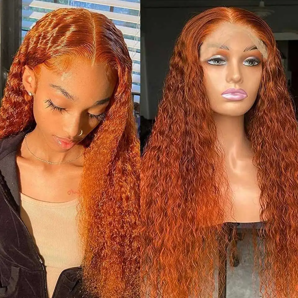 13x6 HD Lace Frontal Wig Deep Wave 13x4 Orange Ginger Lace Front Human Hair Wigs Deep Wave Frontal Wig Curly Human Hair Wigs