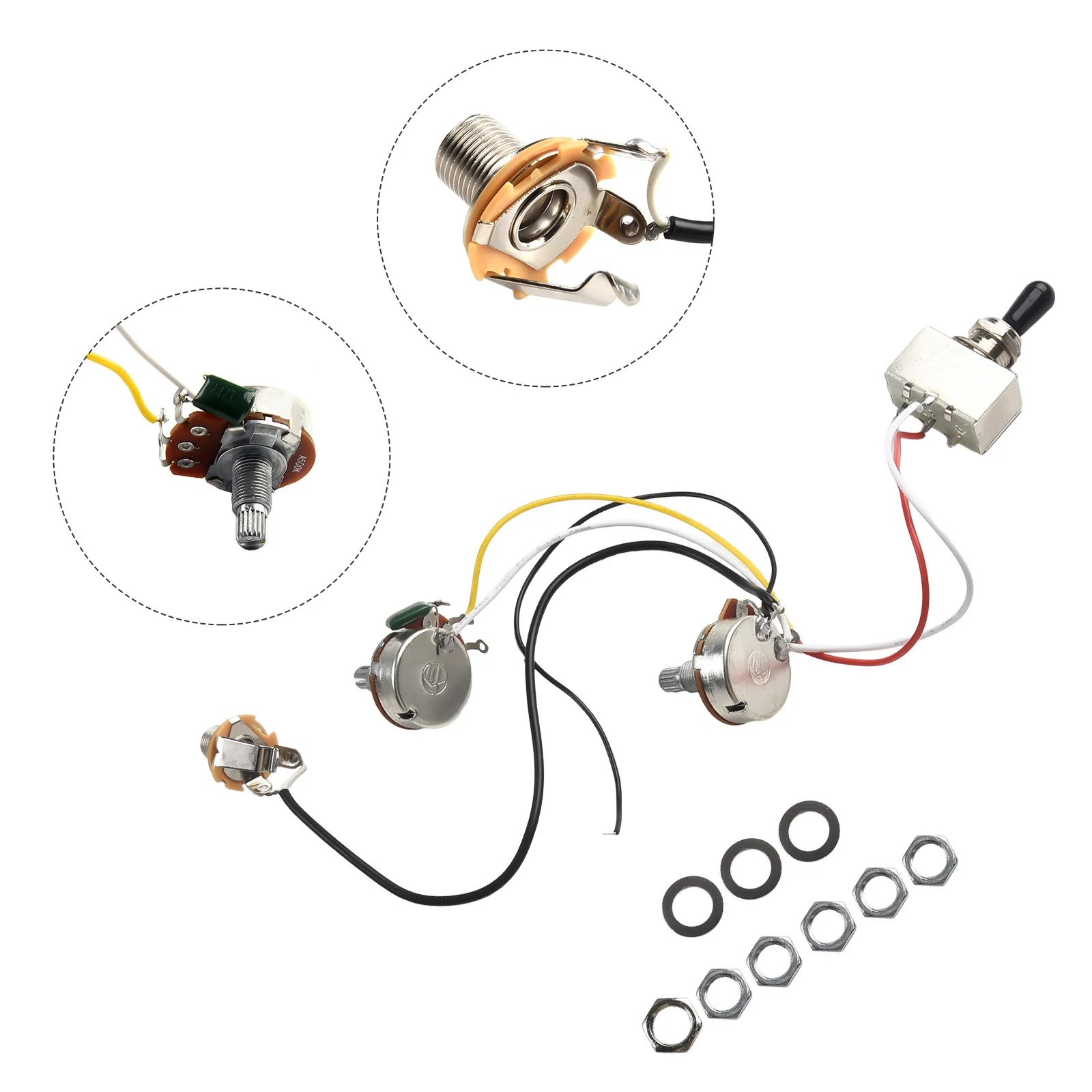 Wiring Harness Reliable Wiring Kit for Electric Guitars 3 Way Toggle Switch 1 Volume 1 Tone 500K Pots Included