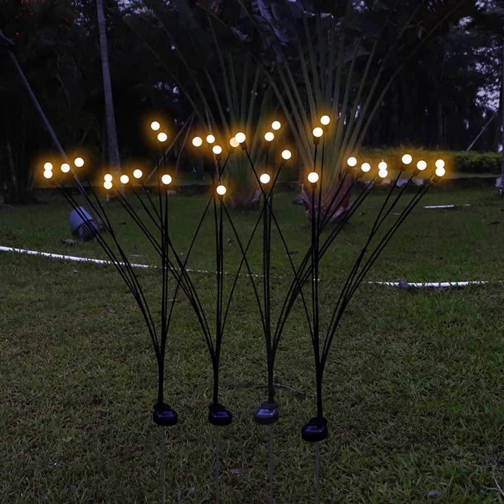 

N04R Solar Garden Lights Lawn Stake Light Wind-Driven Swing Light Landscape Decoration Fireflies Lamp New Year Decor Light