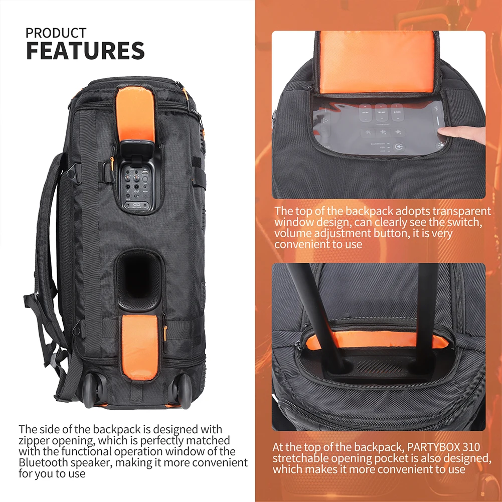 

Waterproof Bluetooth-compatible Speaker Storage Bag Large Capacity Speaker Backpack Breathable Accessories for JBL Partybox 310