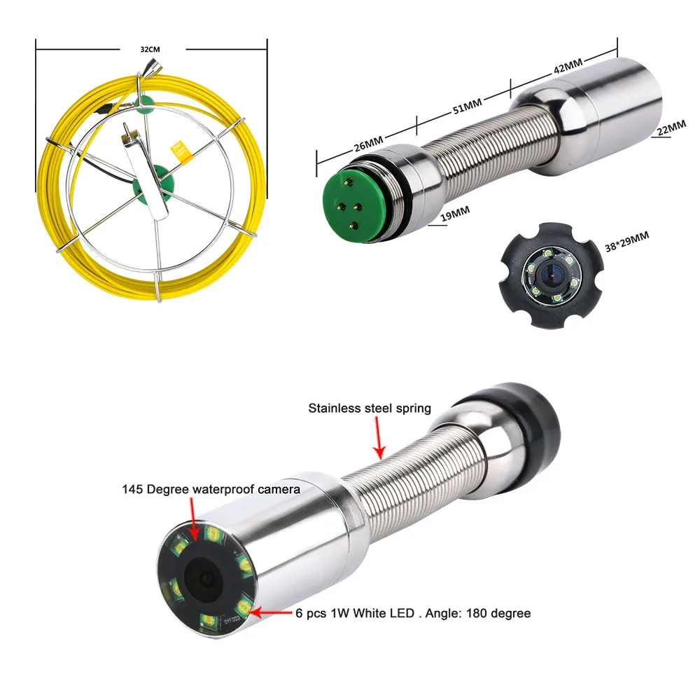 7인치 20M HD1080P 배수 하수관 산업용 내시경 비디오 카메라