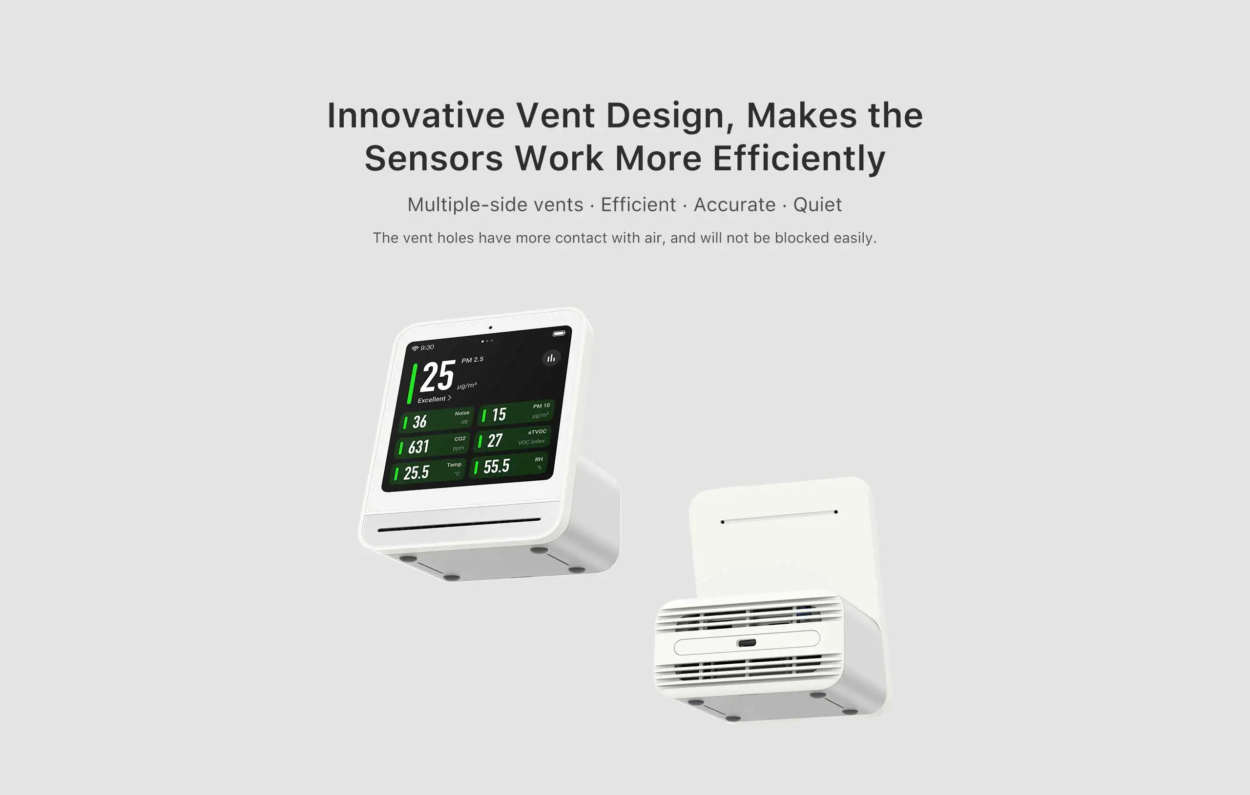 Qingping Air Monitor Gen 2, 7-in-1-Luftqualitätsmessgerät für den Innenbereich erkennt PM2,5, CO2, PM10, eTOVC, Lärm, Temperatur und Luftfeuchtigkeit, mit Alarm – Detail 14