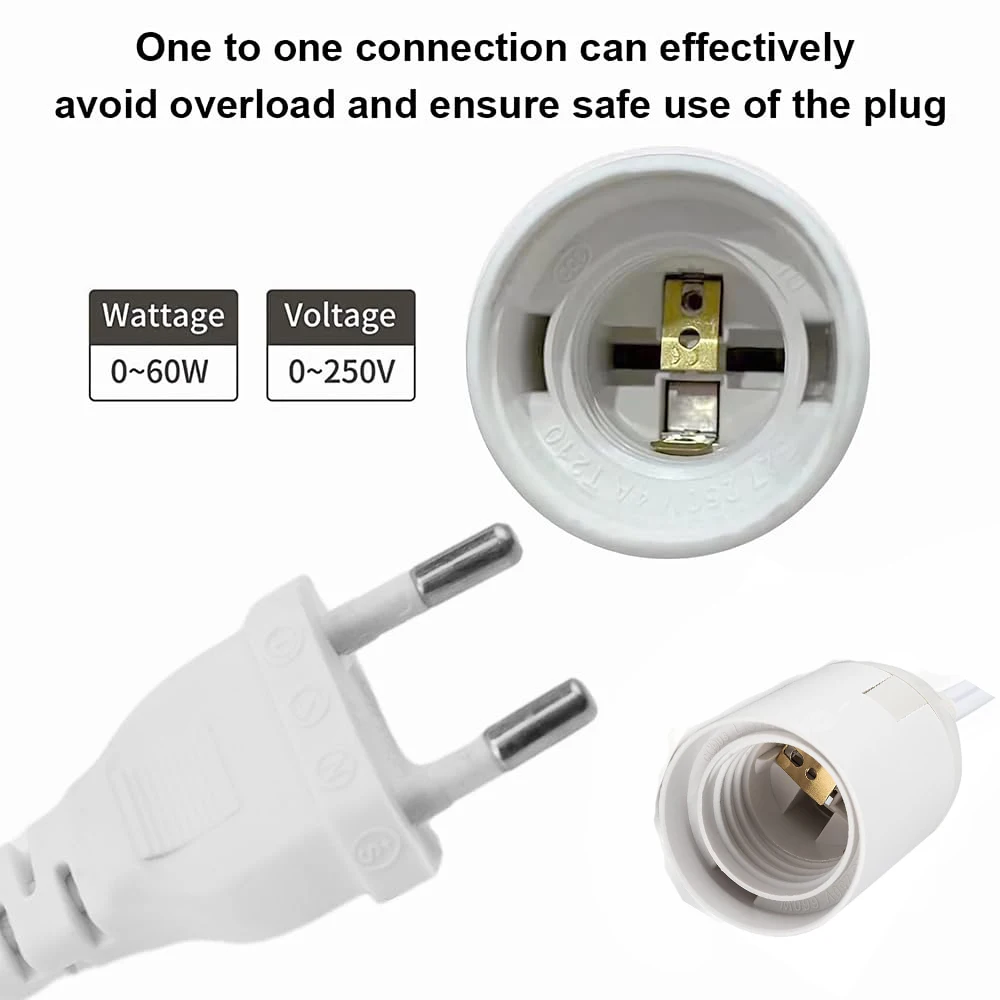 Imagem -03 - Suporte de Base da Lâmpada com Interruptor Cabo de Alimentação Pendurado ue Luminária Led Adaptadores de Soquete 110v 220v E26 E27 6m