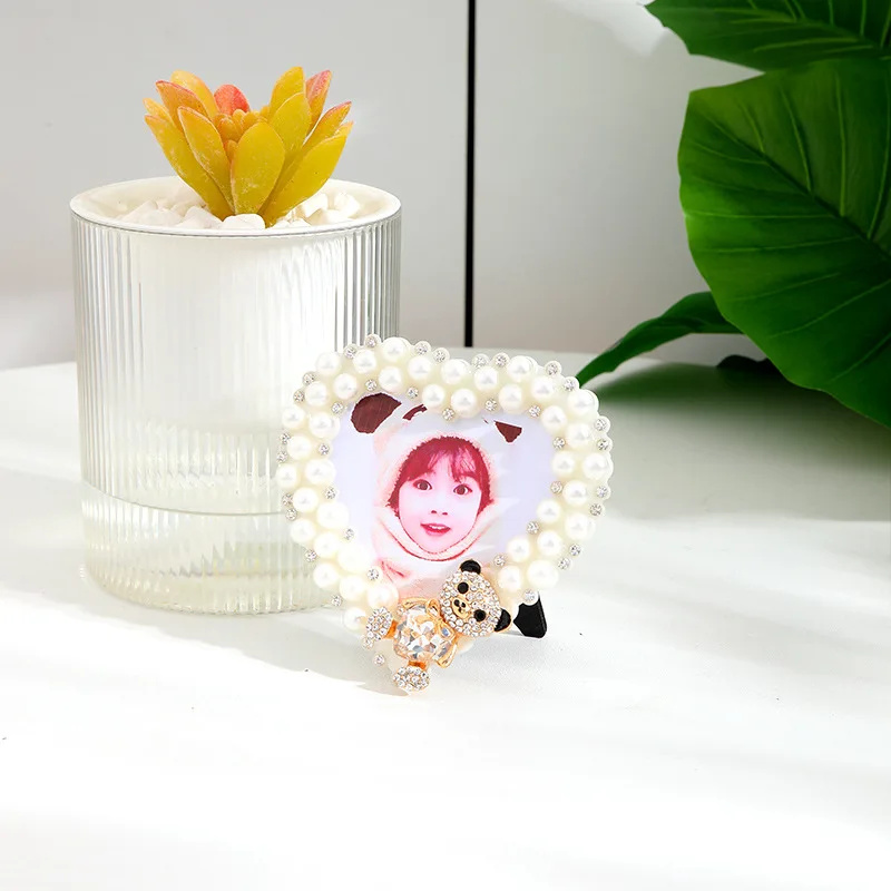 Hot Selling Newest 3/7 Inch Plastic Frame Inlaid Pearl Glass Wedding Photo Frame Birthday Gift Item Picture Desktop Frame