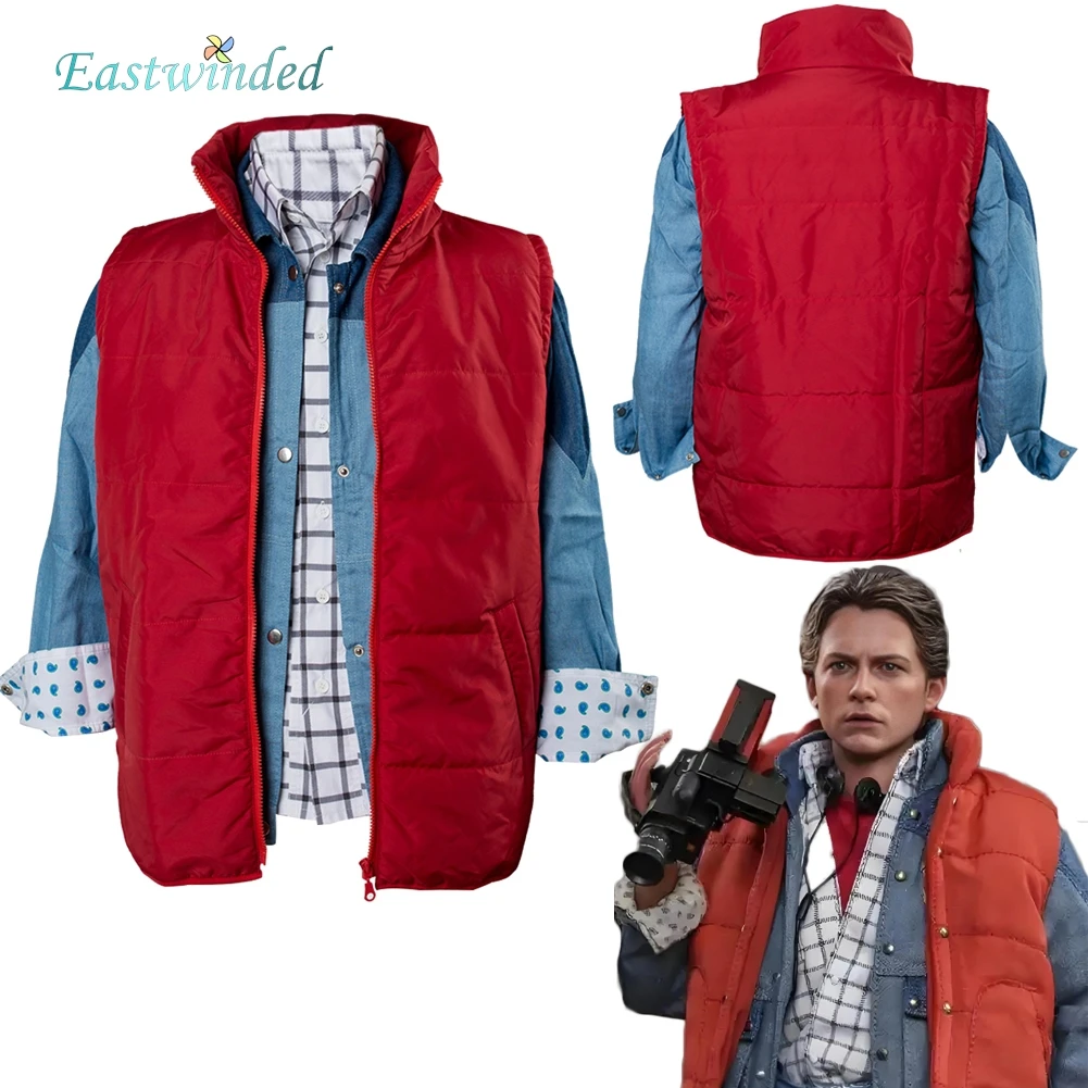 

Marty Cosplay Fantasia Costume Movie Back Future Disguise Jacket Coat Shirt Casual Outfits for Men Halloween Carnival Party Suit