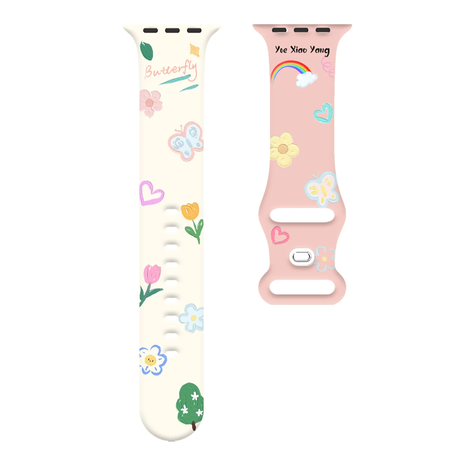 

Spring Flowers Printed Strap for Apple Watch 10 9 8 Silicone Band Replaceable Bracelet for iWatch 46mm 44mm 42mm 41mm Watchband